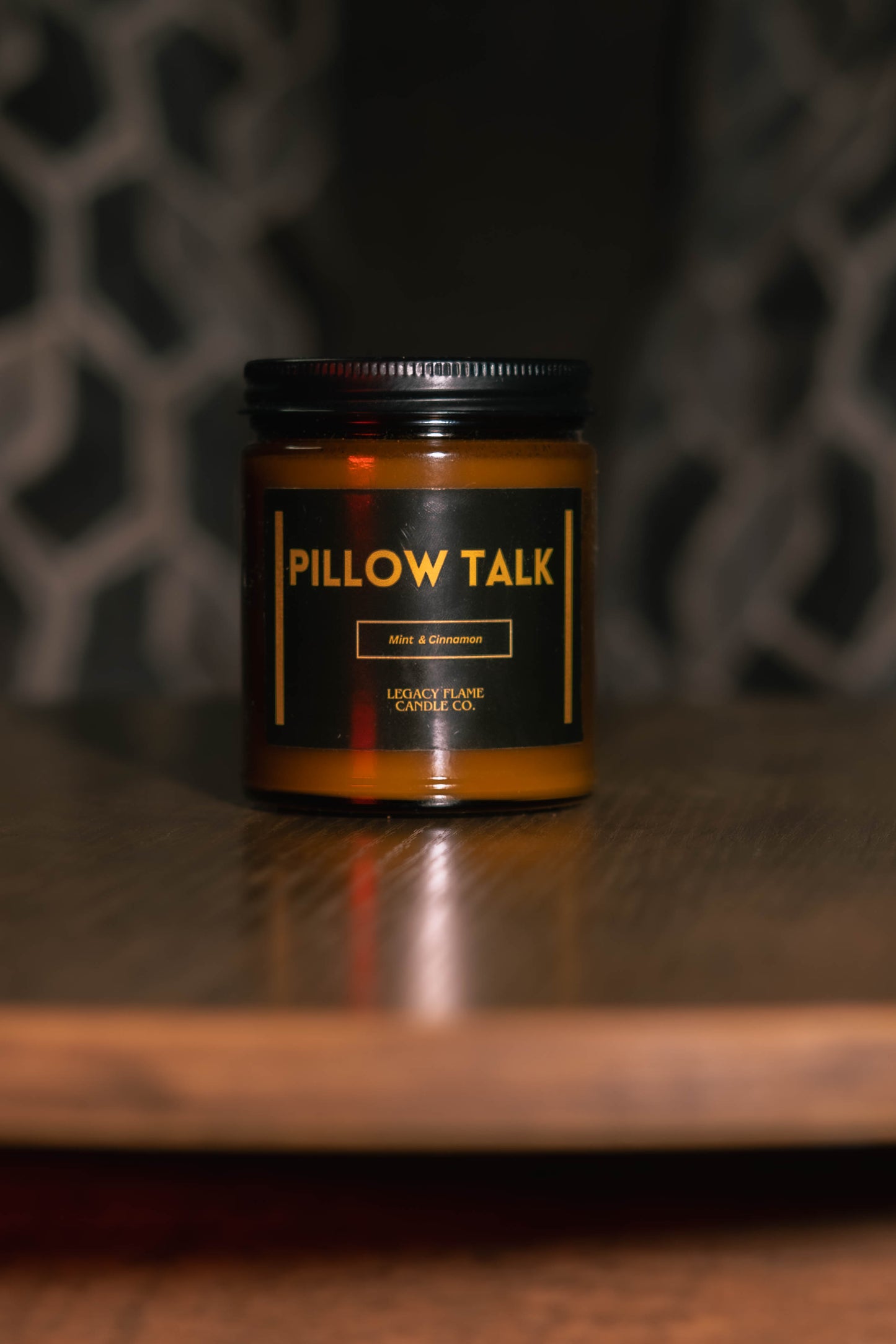Soy Candle - Pillow Talk Mint & Cinnamon Scented Candle in Amber Jar